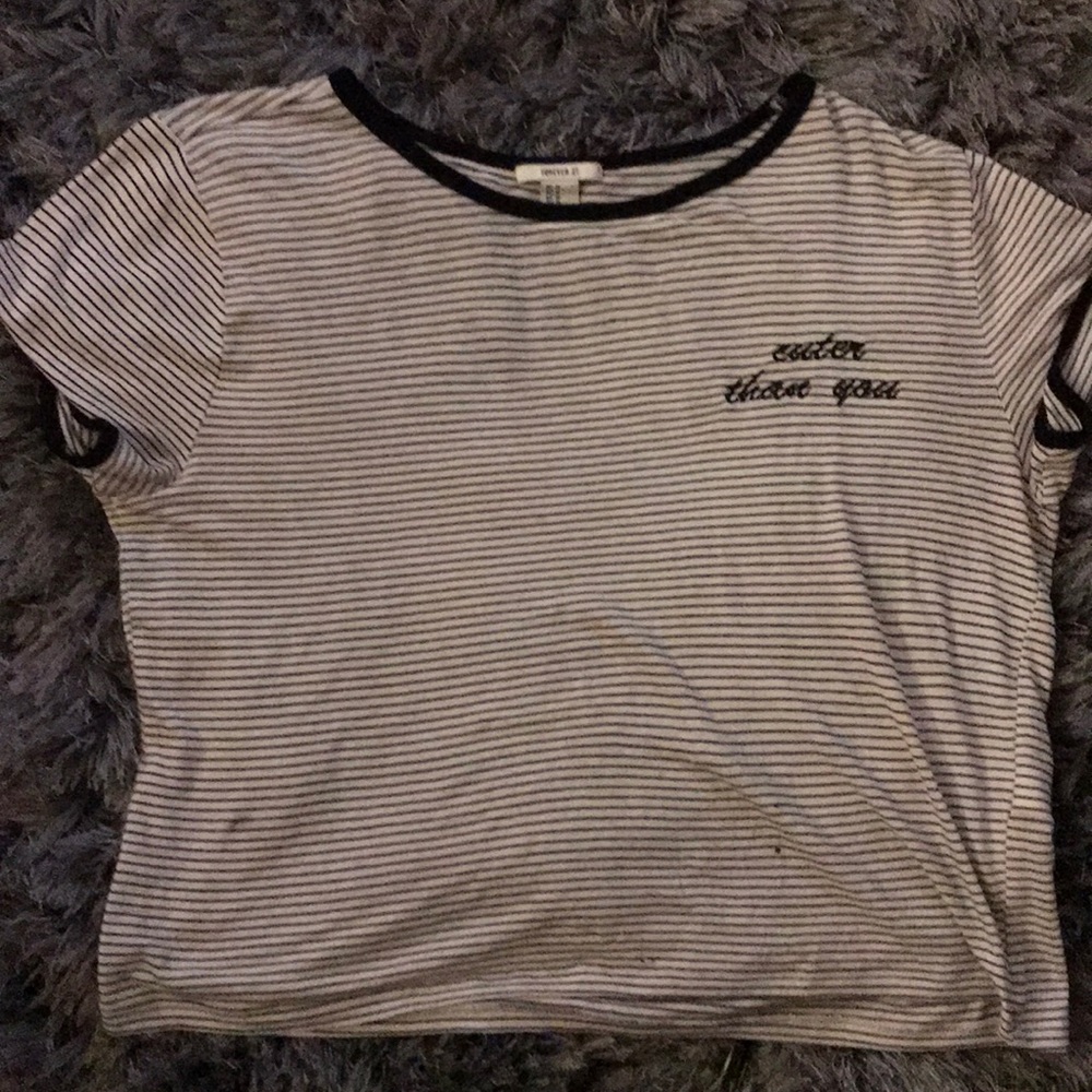Black and white womens tee with “cuter then you”